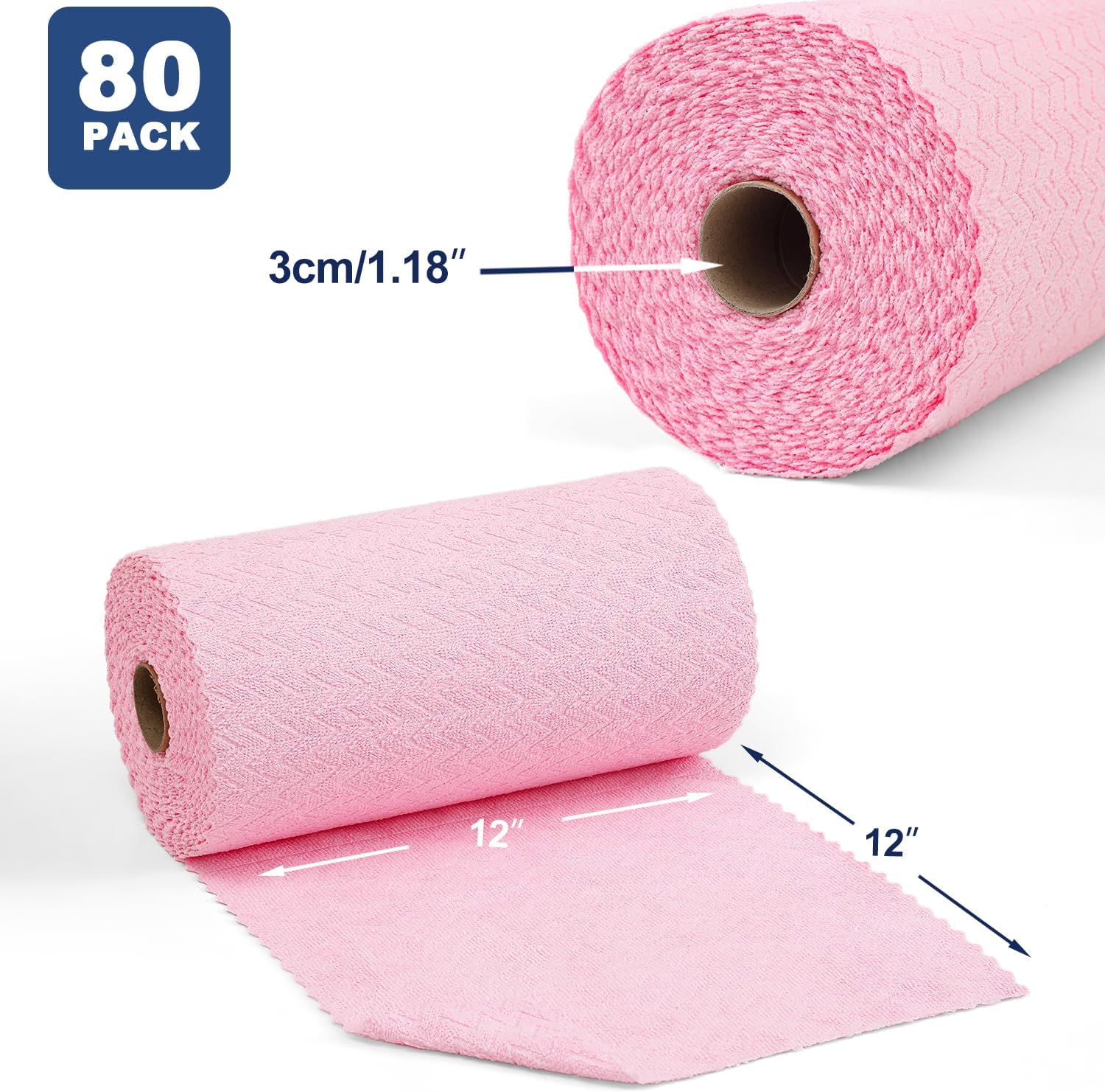 80 Pack Microfiber Cleaning Cloth Roll Reusable Paper Towels 12"x12" Tear Away Cloth,Absorbent Dish Rags for House Kitchen,Wash Cloths,Lint Free Rags for Window Cars Cleaning Supplies