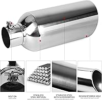 Vista 4 de Richeer Punta de escape de entrada de 3 pulgadas, salida de 6 pulgadas, longitud total de 15 pulgadas, punta de escape de acero inoxidable
