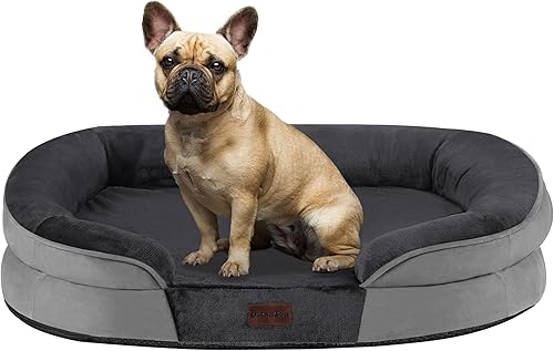 Miniatura 20 de Dwanton - Cama ortopédica para perros grandes con espuma viscoelástica de gel, sofá impermeable para perros, cama lavable para mascotas con cojín de