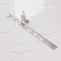 Vista 5 de Neodrain - Drenaje lineal rectangular de 32 pulgadas con rejilla de patrón de ladrillo, desagüe de piso de baño de acero inoxidable cepillado 304