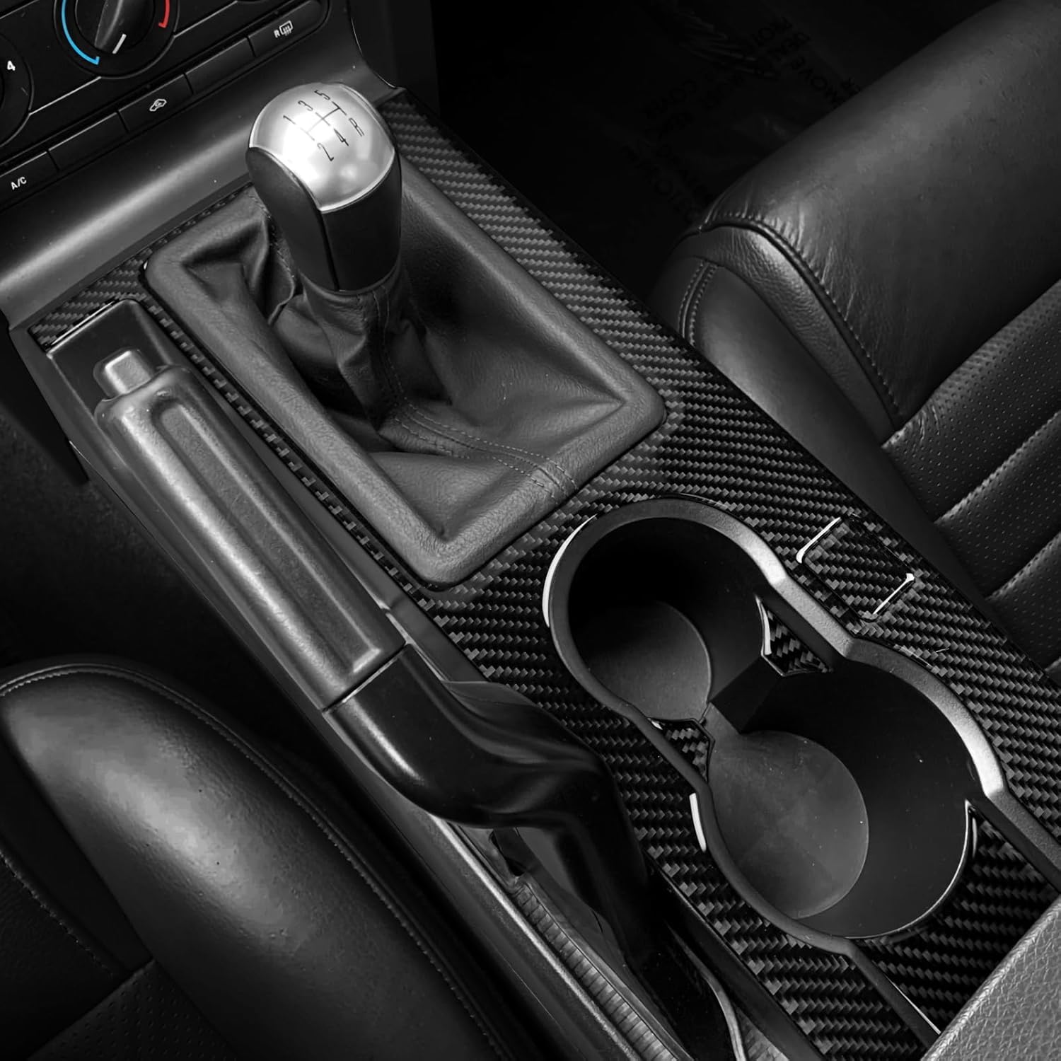 Car Real Premiun Carbon Fiber Decal Gear Box Shift Panel Sticker Interior Trim Cover for Ford Mustang GT Shelby 2005 2006 2007 2008 2009 S197 Accessories