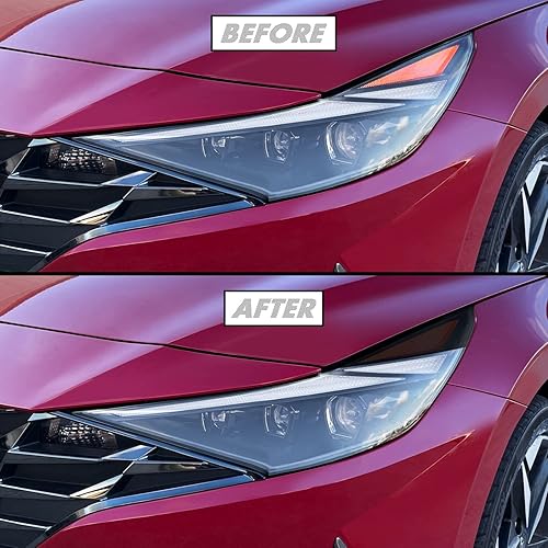 SlickMod Tinte de humo de vinilo precortado para faros Hyundai Elantra 2021-2023 (20% humo oscuro, 3. marcador lateral de los faros)