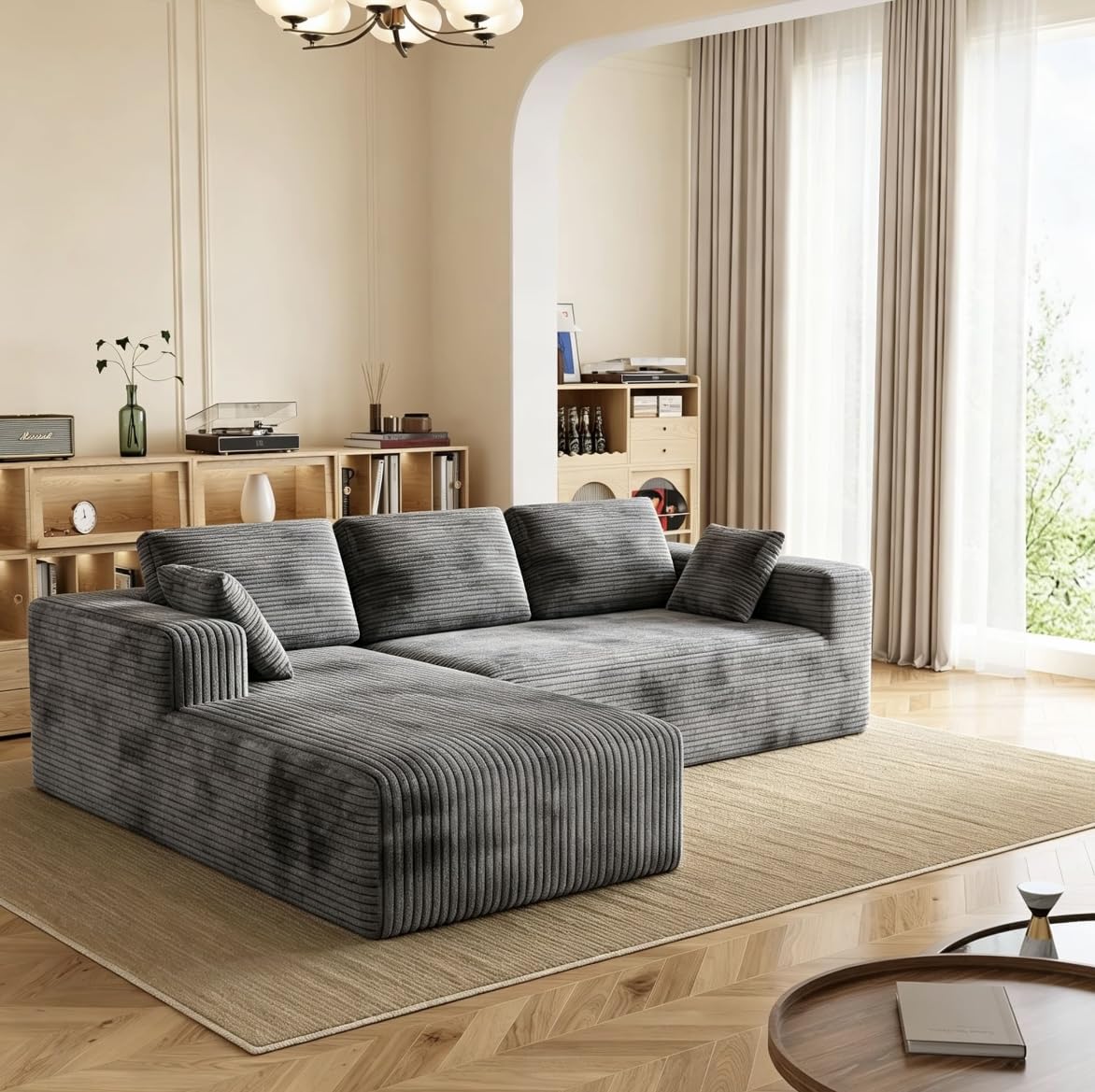 Rwatjairex 106' L-Shaped Modular Sectional Sofa