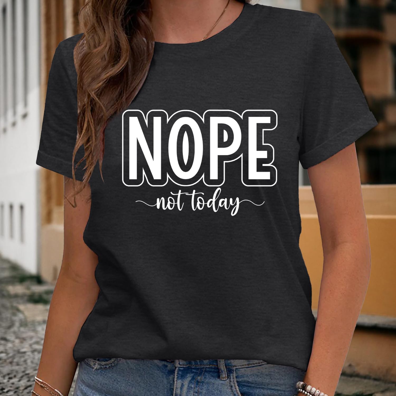 MAIHUN Women Nope Not Today Shirt Funny Saying Short Sleeve Summer Blouse Tee Top - Image 4