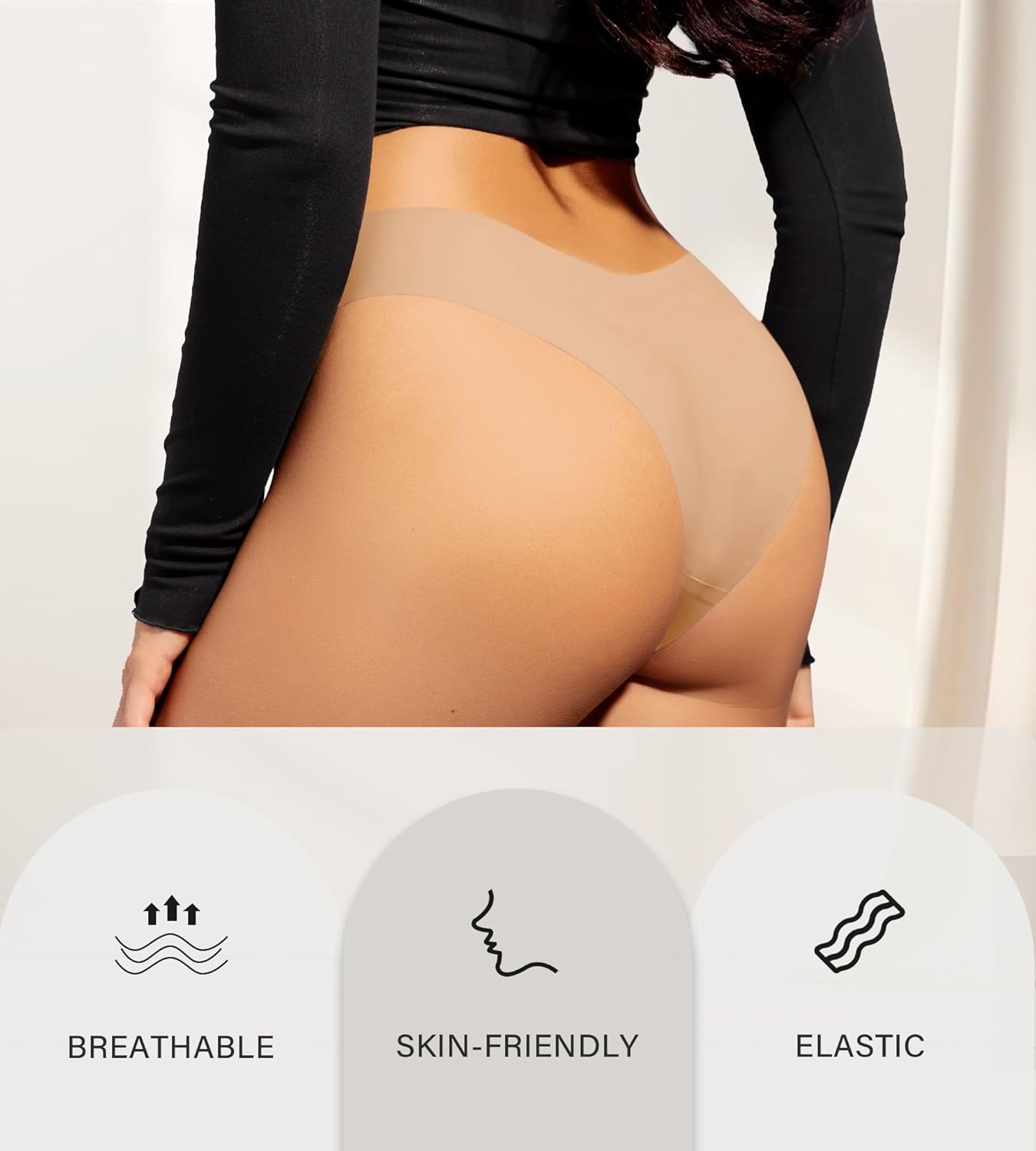 DEANGELMON Women Seamless Bikini Cheeky Underwear Invisible No Show Panties V-Waist Hipster Ladies Soft Stretch Multi Pack - Image 3