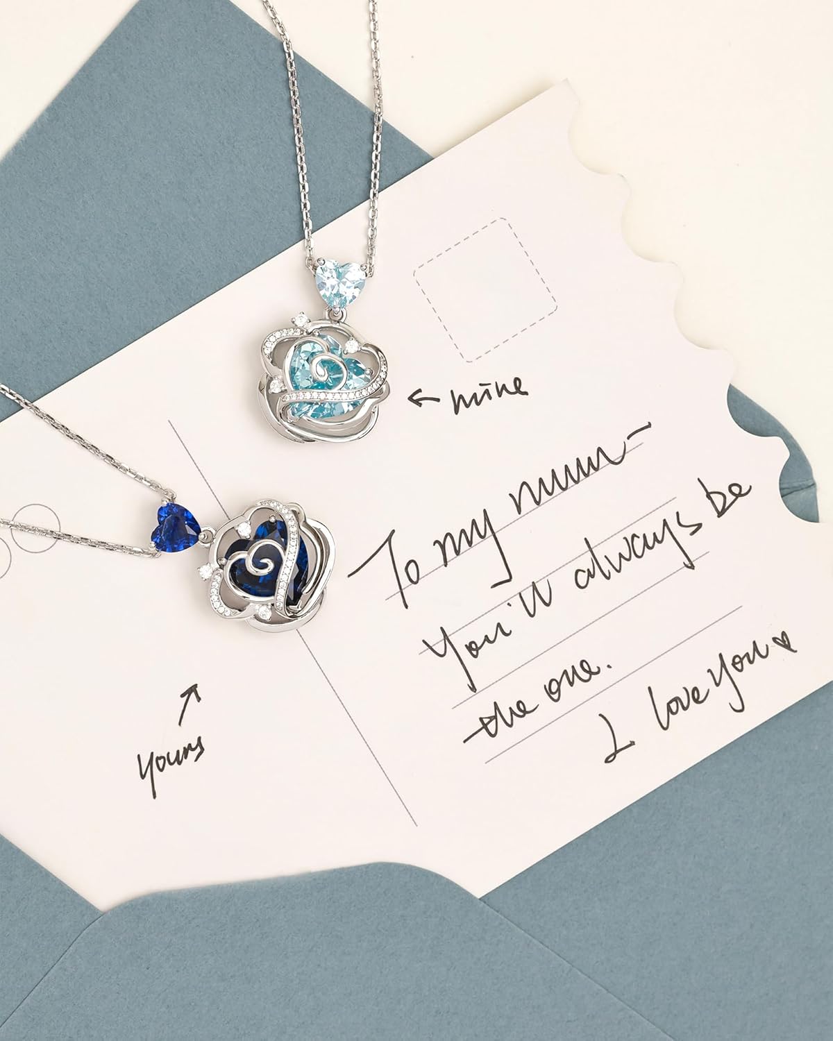 FANCIME Valentines Day Gift Thornless Pulse Heart Birthstone Necklace for Women Sterling Silver Rose Pendant Fine Jewelry Gemstone Birthday Gifts for Wife Her - Image 3