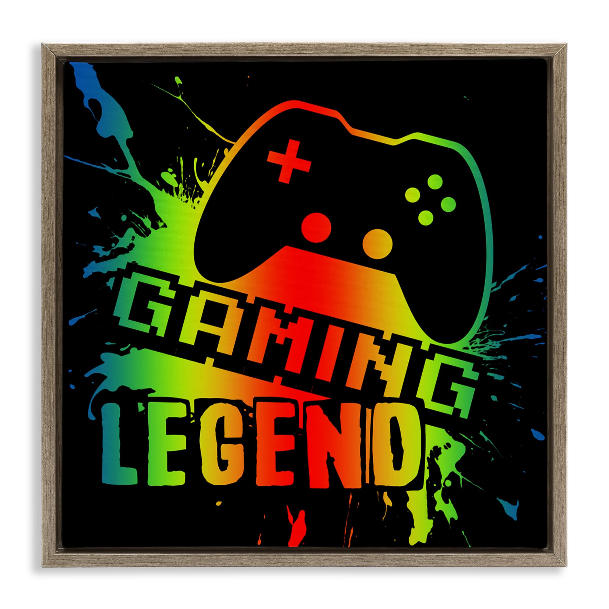 Stupell Industries Marcus Prime Wandbild auf Leinwand, Motiv Gaming-Legende, gerahmt, Grau, 45,7 x 45,7 cm
