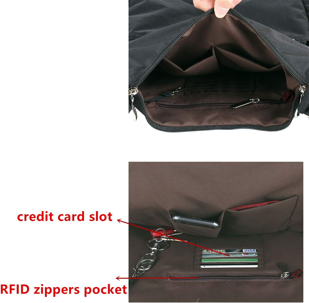 MHCNLL Anti Theft Crossbody Purse RFID Women Nylon Waterproof Lightweight Shoulder Bag - Image 4