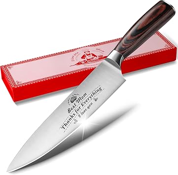 Plys Chef Knife for Kitchen 8 Inches High Carbon Stainless Steel Meat Cutting Chefs Knives with Wood Handle
