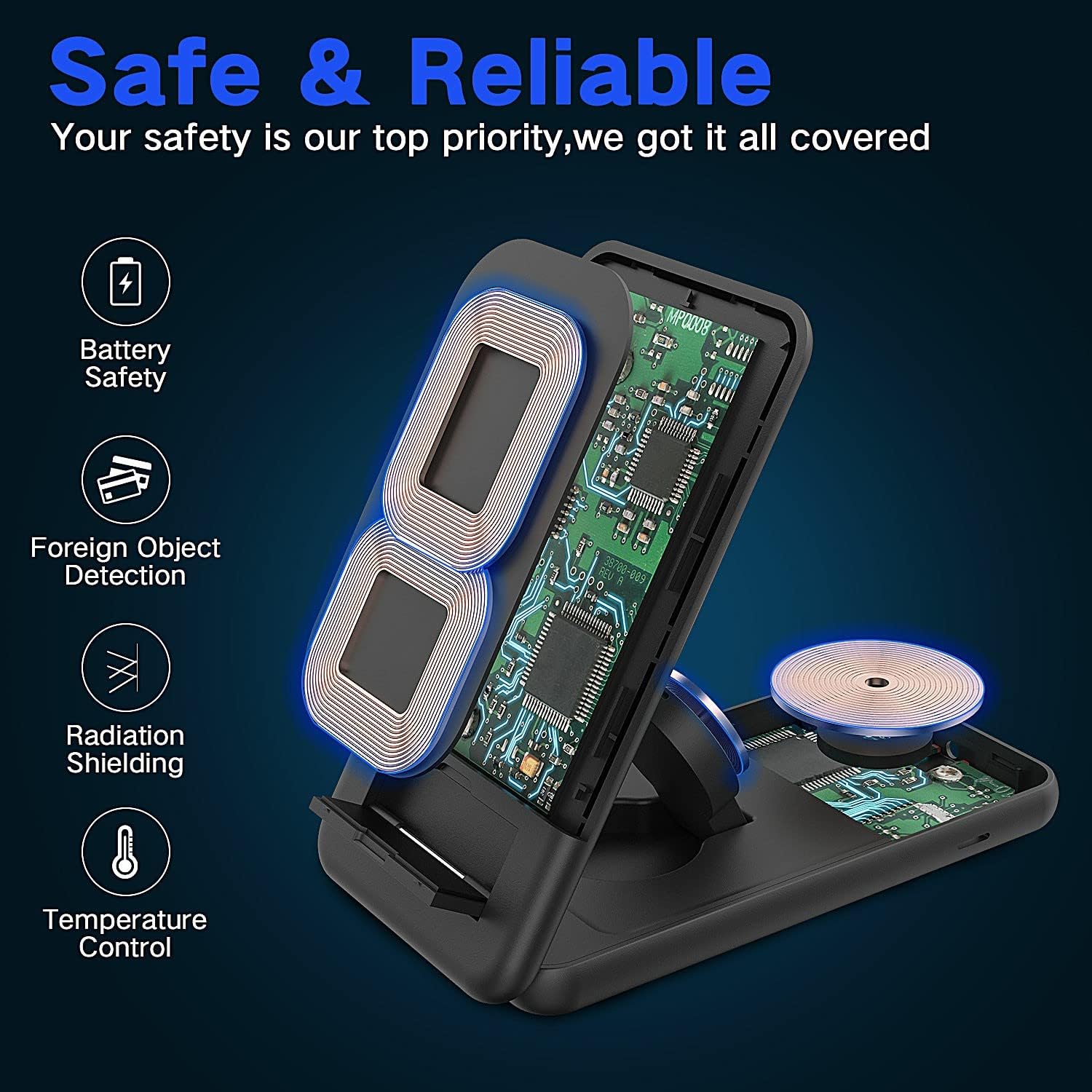 Prоmо Dіѕсоunt Uр Tо 70% оƒƒ Foldable Wireless Charger, 18W 3 in 1 Fast Wireless Charging Station for iPhone 13/12/11 Series/XR/X/Xs/XS Max/8/8 Plus, Charging Stand/Dock for iWatch, AirPods Pro/2(Black)