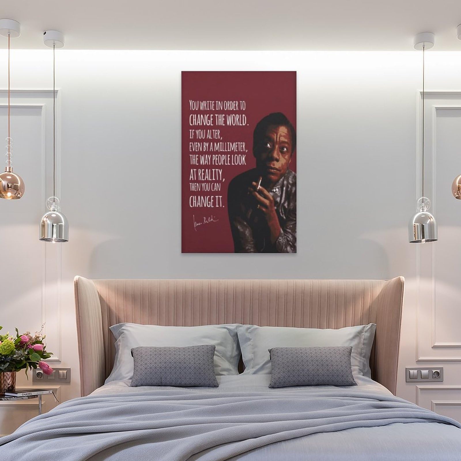 Poster Su Tela James Baldwin Con Ritratto E Citazione Motivazionale - Decorazione Da Parete 30x45 Cm Per Camera Da Letto, Ufficio, Soggiorno - Regalo Artistico