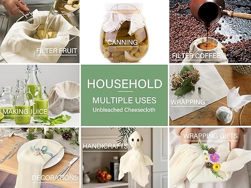 Miniatura 6 de Olicity Paños de queso, grado 90, 45 pies cuadrados, paño de queso reutilizable con bordes cerrados, gasa de algodón sin blanquear para colar, tela