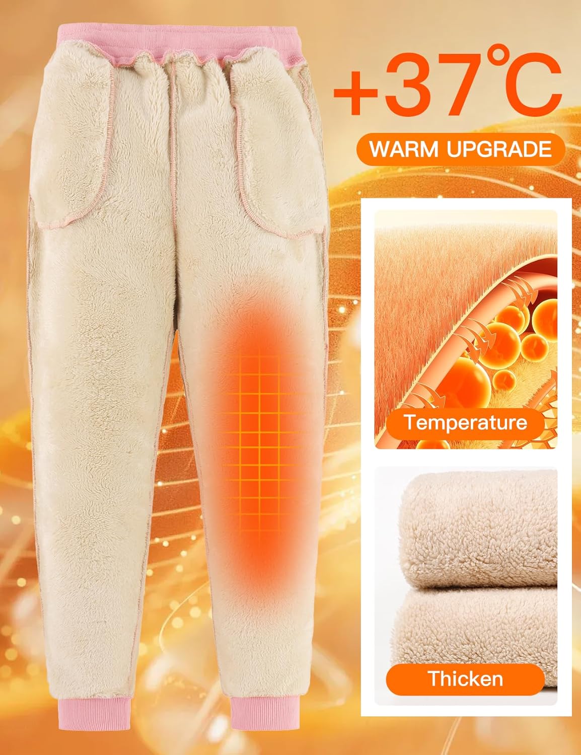Flygo Womens Warm Fleece Pants Sherpa Lined Sweatpants Active Running Joggers Pants - Image 4