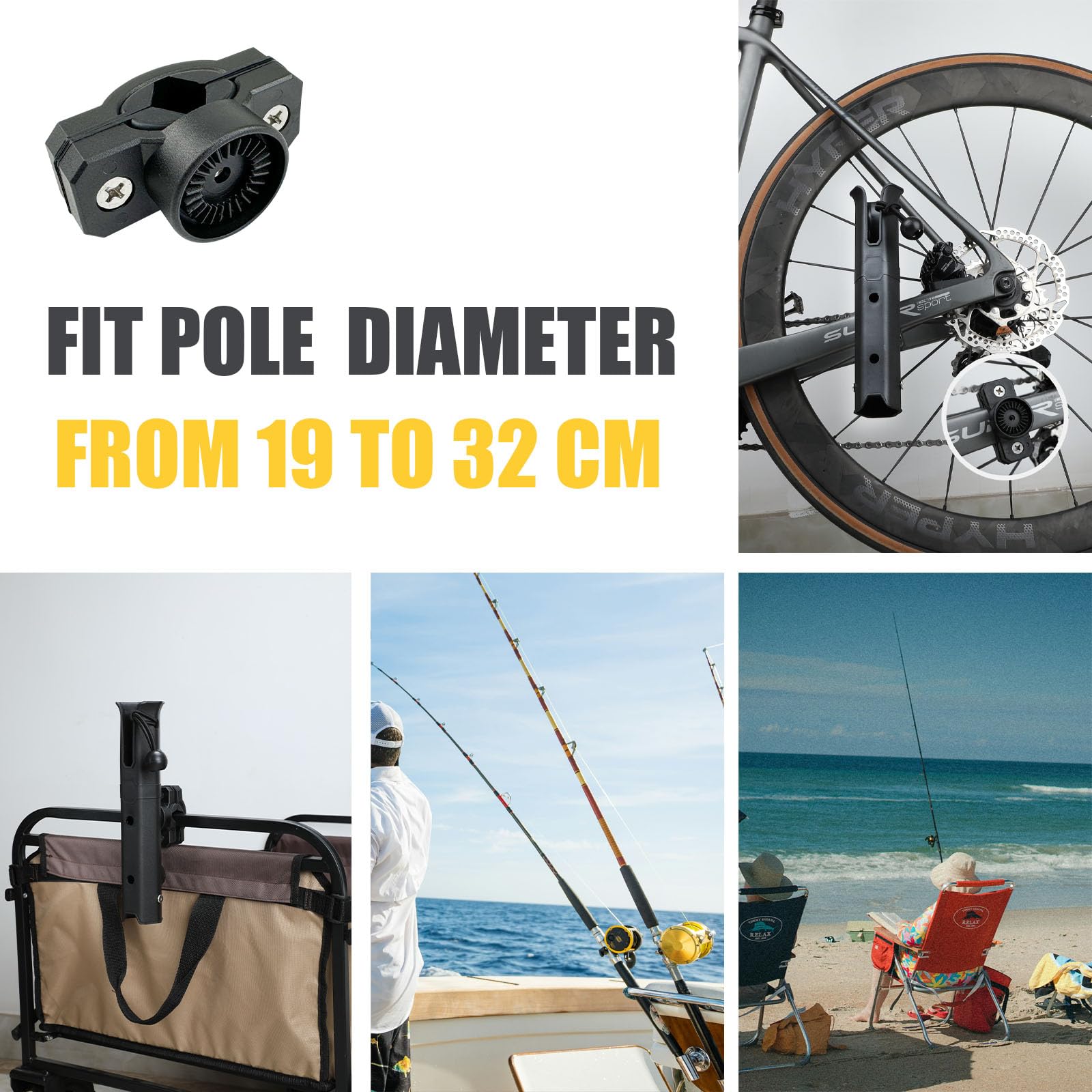 Porte Canne à Pêche Decathlon Support Pour Canne à Pêche Support Canne à Pêche Réglable Vélo - Montage Sur Chaise, Chariot, Scooter Ou VTT Accessoire Pêche Transport Support Canne Pêche Au Coup