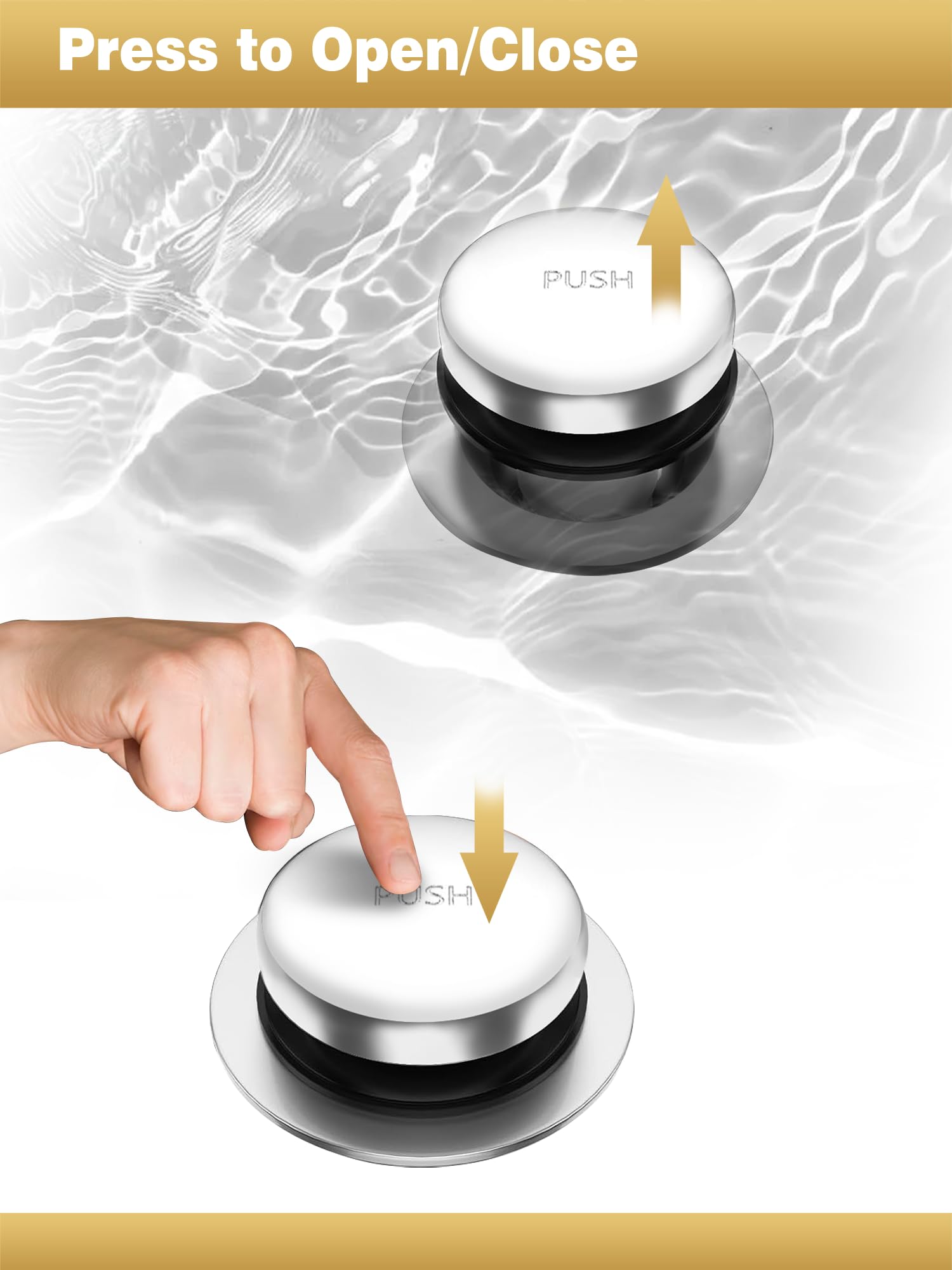 Xhwlgbal Tip-Toe Bathtub Drain Stopper, Universal Fine/Coarse Thread, 2-Hole Overflow Faceplate, Fits 1-3/8