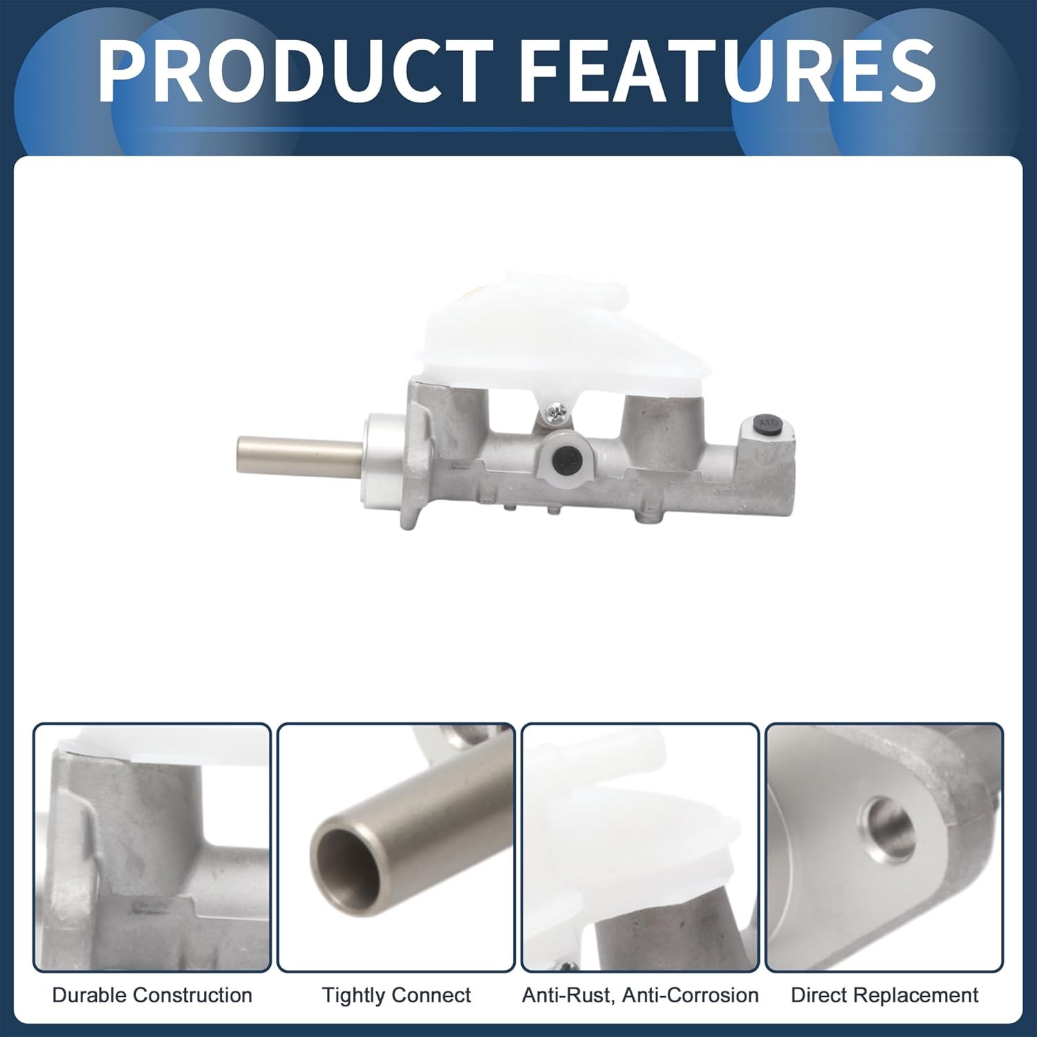 Brake Master Cylinder with Reservoir No.46100SNVH01 for Honda Civic 2006-2011 Hydraulic Master Cylinder Silver Tone Aluminum Alloy 1 Pcs