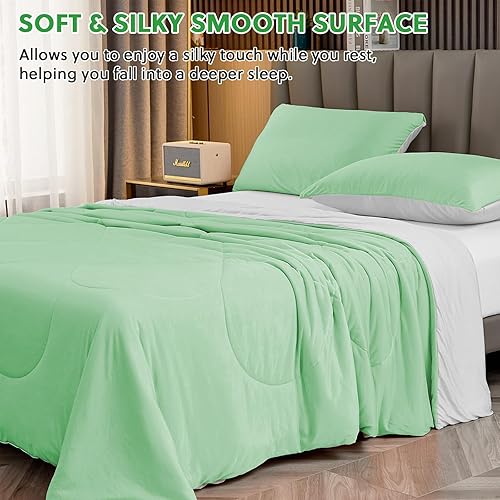 Miniatura 4 de HOMFINE Q-Max 0.45 - Edredón refrescante japonés de doble cara de tela de tecnología fría para sudores nocturnos que duermen con calor, seda