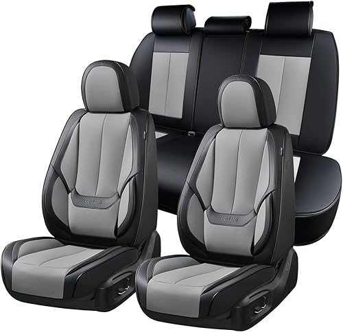 Miniatura 342 de Coverado - Fundas para asientos delanteros de automóvil, 2 piezas - Cojín de piel Nappa, protectores impermeables de ajuste universal para sedanes