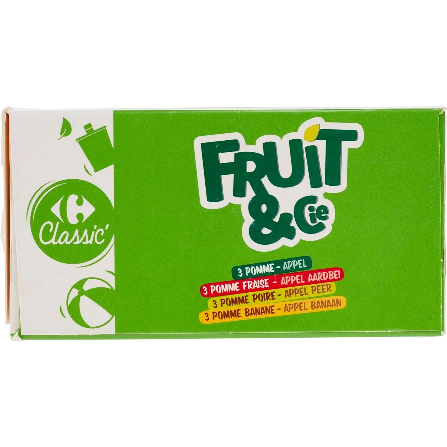CARREFOUR CLASSIC - Assortiment de 12 Compotes Allégées en Sucres Pomme, Pomme Fraise et Spécialités Pomme Poire - les 12 gourdes de 90g - 1080g - Le Lot De 3