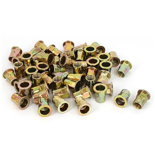 Miniatura 8 de Tuerca de remache hexagonal para coche, 25 piezas M6 chapado en zinc de acero al carbono, inserción hexagonal Nutsert tono bronce