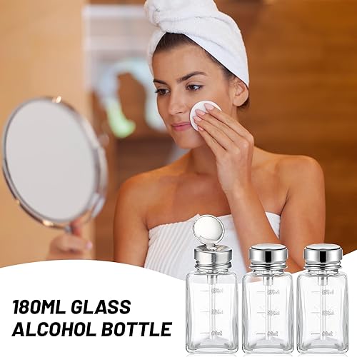 Miniatura 4 de Chris.W 3 unidades de bomba de cristal para quitar esmalte de uñas, dispensador de acetona, dispensador de alcohol, botella dispensadora vacía para