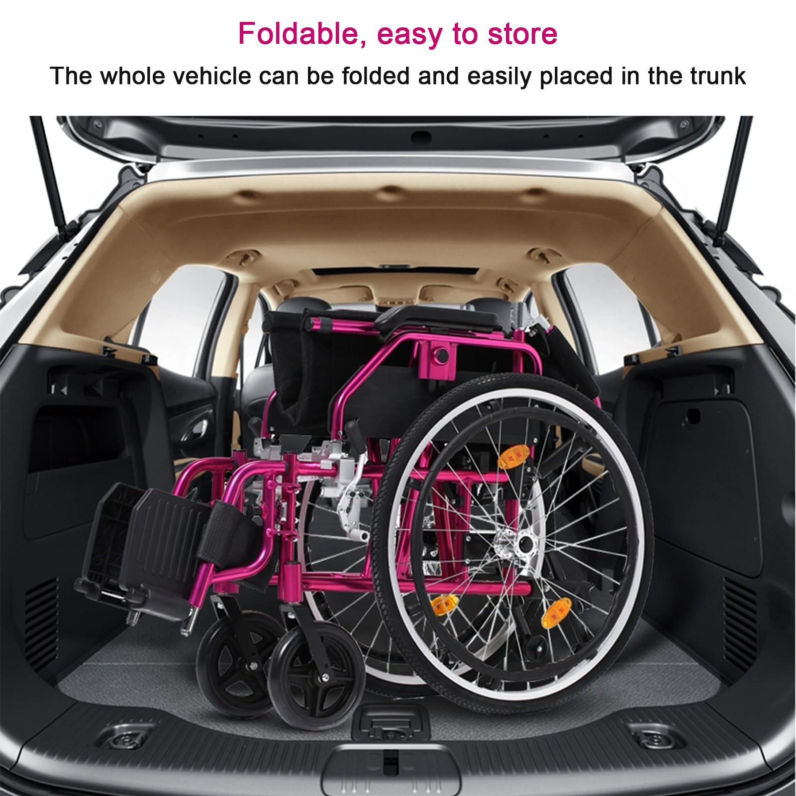 Silla de Ruedas Ligera para Adultos, Silla de Ruedas Plegable Ultra-Ligera de Aluminio, sillas de Ruedas manuales autopropulsadas,Reposapiés abatibles, Reposabrazos Acolchados
