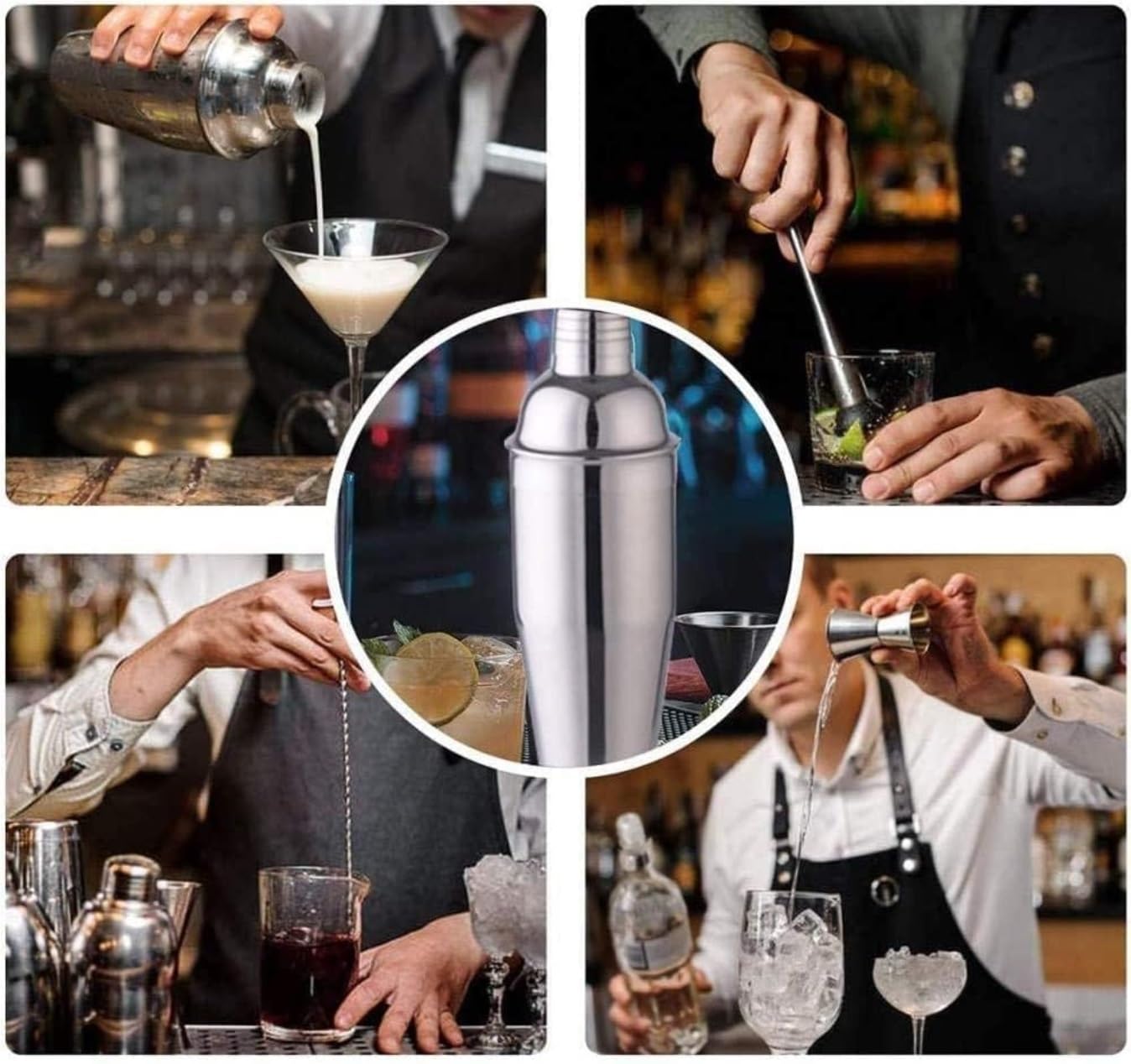 Coctelera de Cóctel,Barman Juego De Coctelera 11 Uds. Acero Inoxidable para Bar Familiar Amantes de Los Cócteles