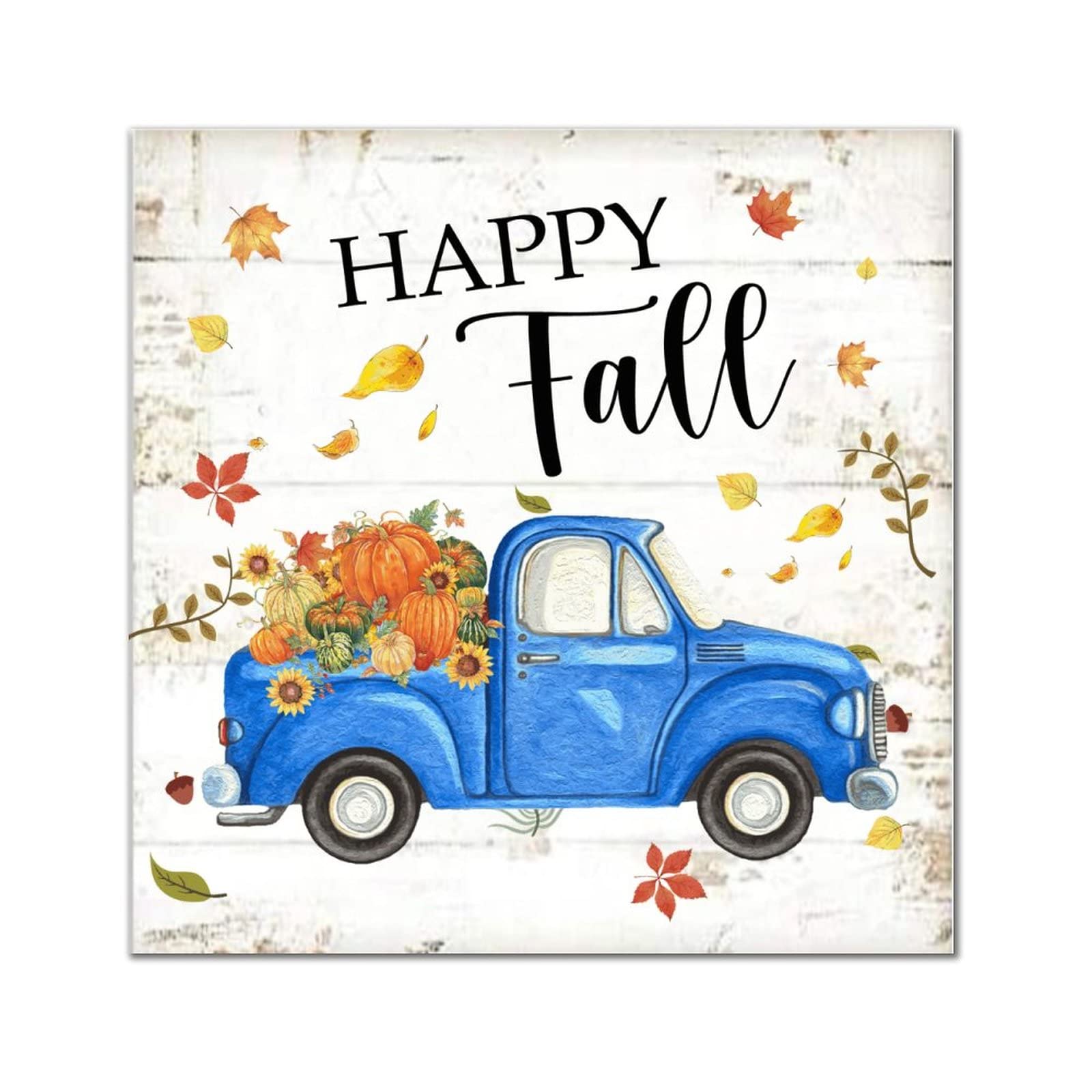 Plaque murale suspendre automne en bois avec feuilles d'érable et fleurs
