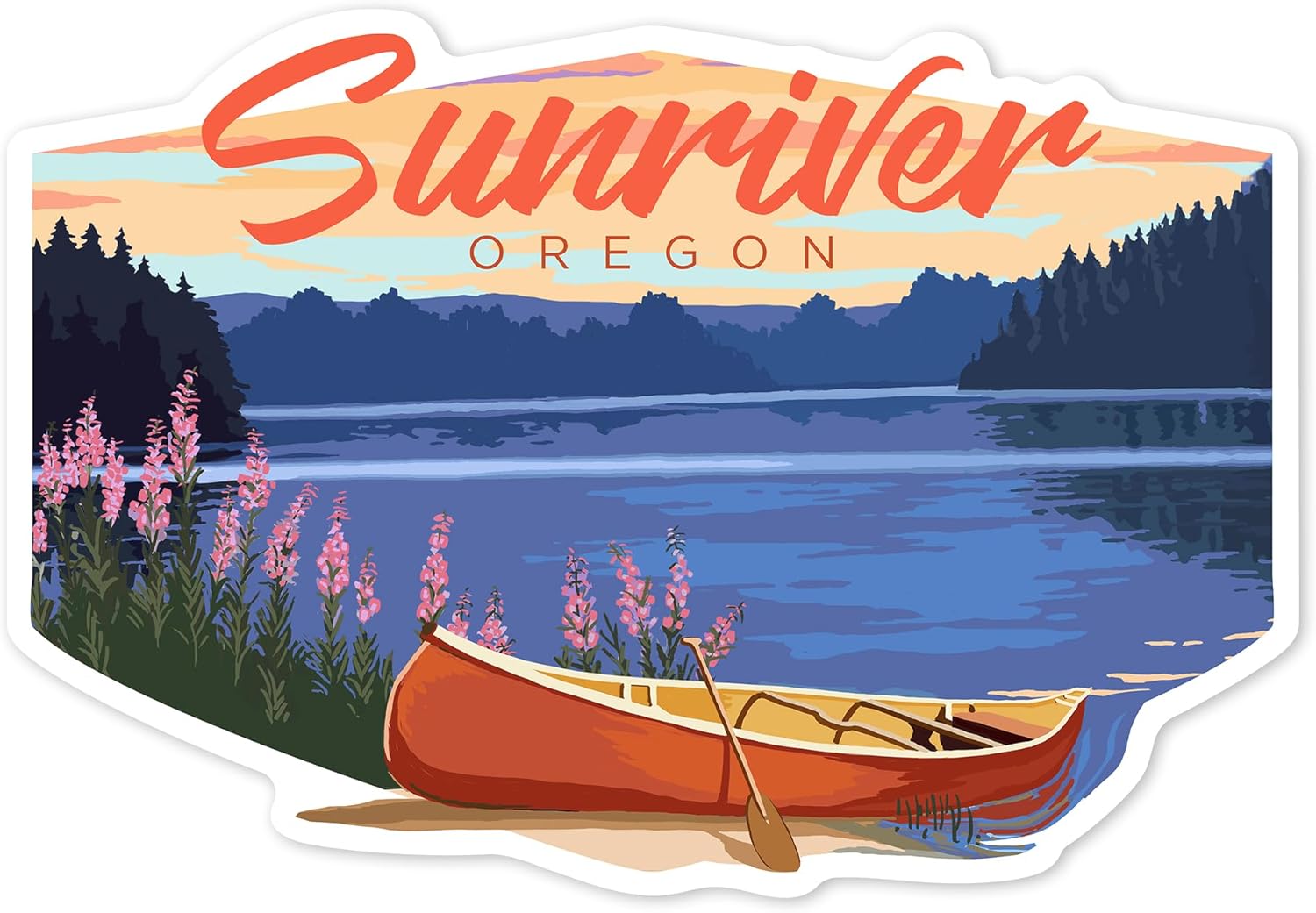 Amazon.com: Die Cut Sticker Sunriver, Oregon, Canoe and Lake, Vinyl ...