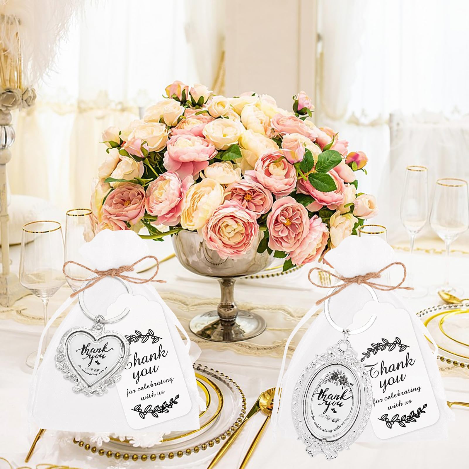 POYHKFD 36 portachiavi rotanti a forma di cuore per matrimonio, regalo di nozze, portachiavi girevole in metallo con biglietti di auguri per matrimoni, feste per neonati (#4)