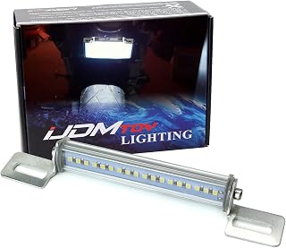 iJDMTOY Universal Fit Motorcycle License Plate Frame Mount w/Adjustable Angle Xenon White LED Illumination Light Bar, Compatible with Motorcycle, ATV, Dirt Bike, etc