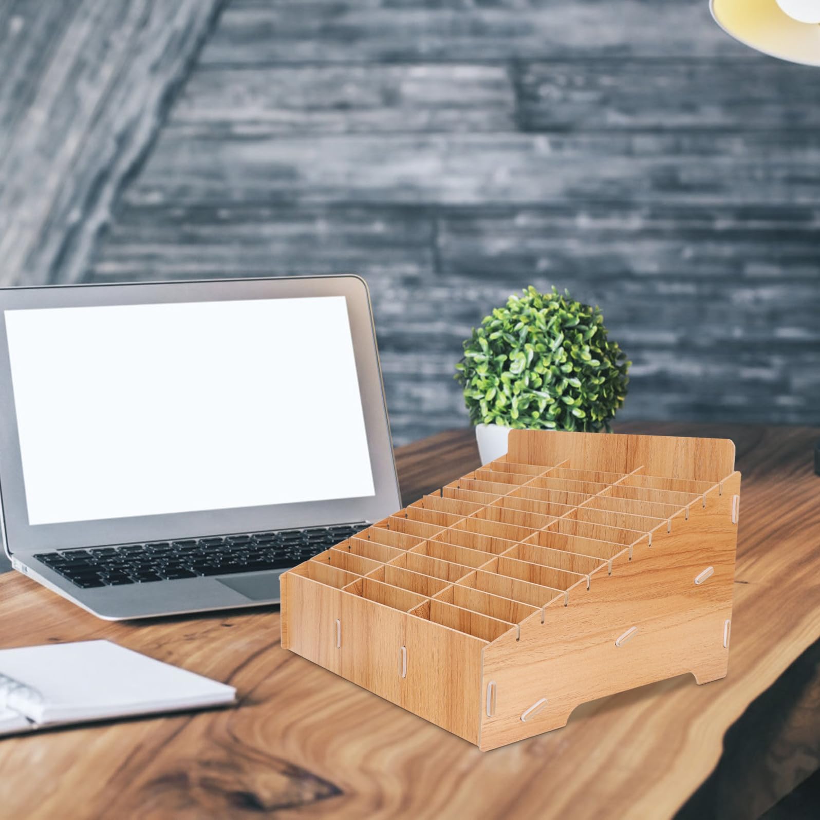 Garneck Scatola Funzionale di Gestione del Telefono e Gestione del Telefono in Legno Scomparti Multipli Grande Capacità Design Elegante per Decorazioni Scuola, Organizer Scrivania Ufficio