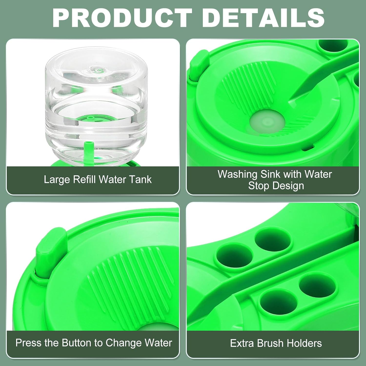 YOKIVE Paint Brush Cleaner, Green Water-Based Painting Brush Cleaner Washer with Water Tank Art Essential Supplies Accessories for Watercolor