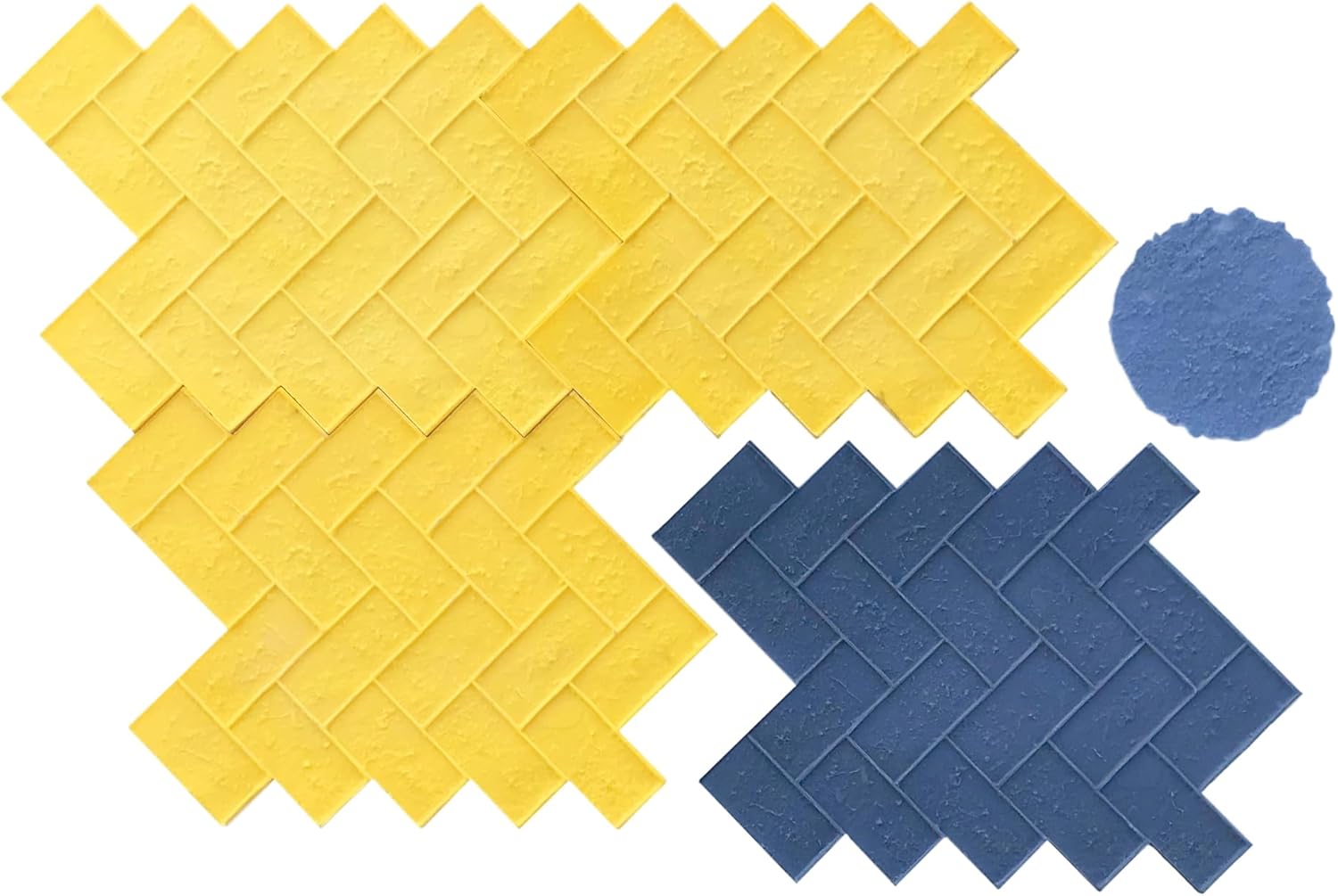 Olde Town Herringbone Brick Concrete Stamp Set by Walttools | Classic Woven Paver Pattern, Sturdy Polyurethane Texturing Mats, Decorative Realistic Detail (8 piece)