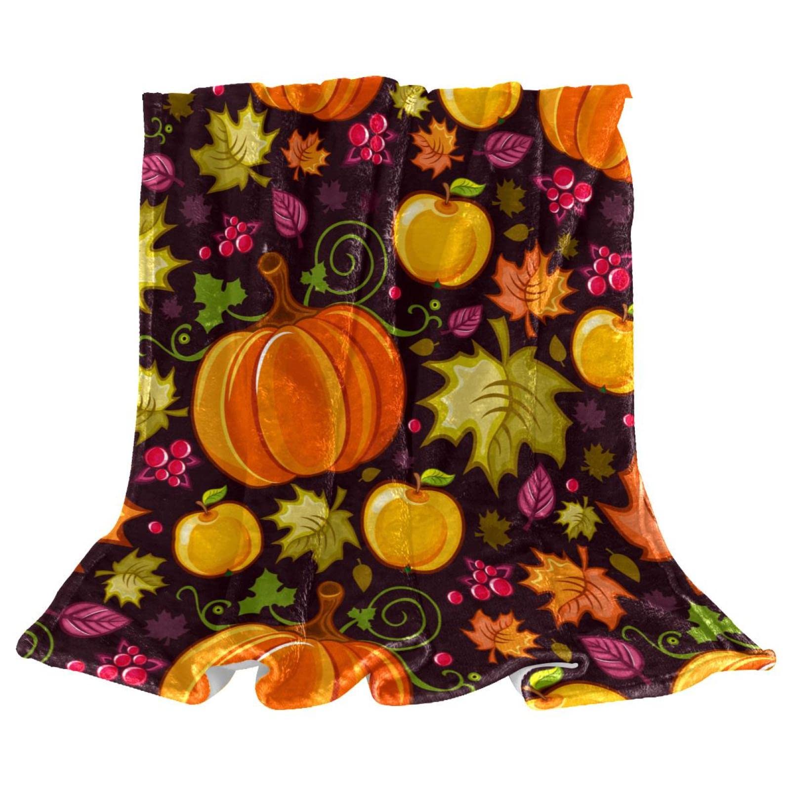 Couverture polaire Halloween en peluche citrouille feuille d'érable pour canapé