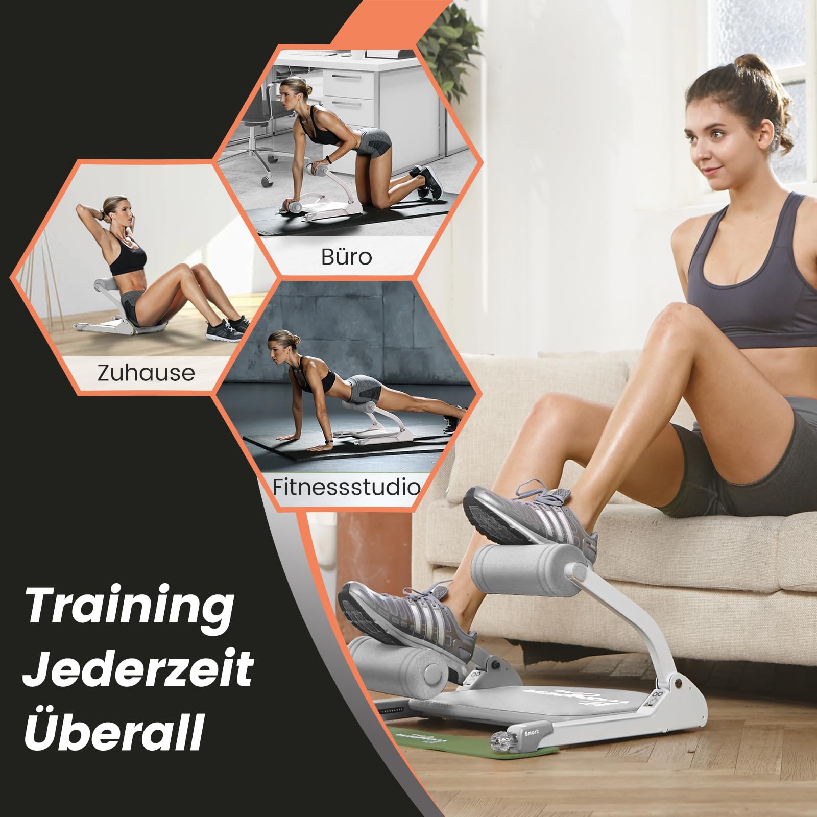 Wonder Core Smart, Bauchmuskeltrainer, Bauchmuskeltrainer, Sit-Up-Maschine & Trainingsgeräte, Bauchmuskel-Crunch-Maschine für Bauchtraining, Bauchmuskeltrainer für Heim-Fitnessstudio