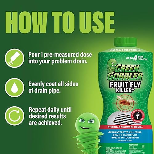 Miniatura 6 de Green Gobbler Matamoscas de la fruta+ - Mata moscas de la fruta, moscas de drenaje y moscas de alcantarilla, tratamiento en gel para usar