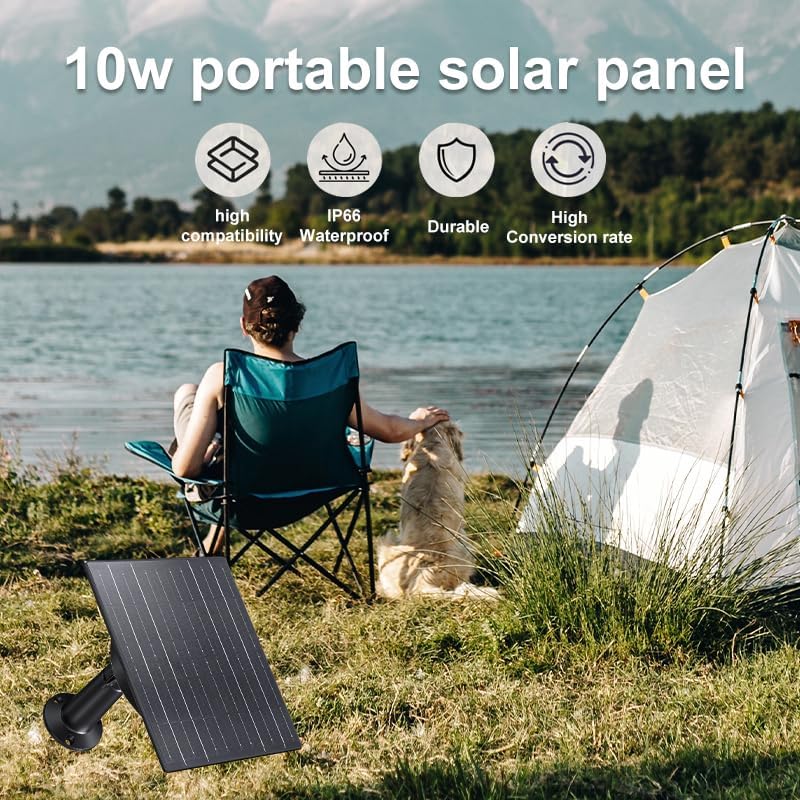10w trail camera solar panel, 10400mah built-in battery, 12v/0.8a & 5v/1.5a output, ip66 waterproof, high-efficiency power durable solar charger supply for ap router outdoor wildlife monitoring 10w-10400mah-12v