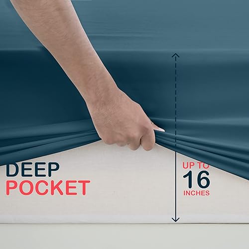 Miniatura 2 de Lux Decor Collection - Sábana bajera de hasta 16 pulgadas de profundidad, sábana bajera de microfibra cepillada ultrasuave, resistente a las
