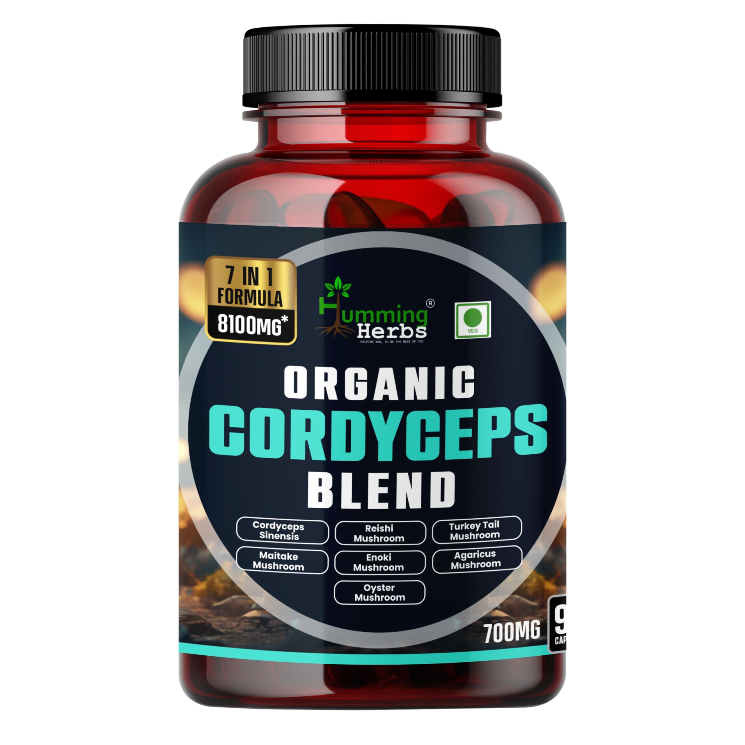 Humming Herbs Organic Cordyceps sinensis Keeda Jadi with Reishi, Chaga, Enoki, Oyster & Maitake Mushroom Supports Lungs detox and Immune Support 7in1 Formula,8100mg - 90 Cap (B0C1CNL1RT) Amazon Price History, Amazon Price Tracker