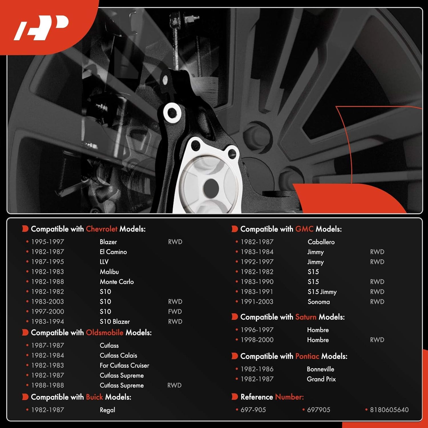 A-Premium Front Suspension Steering Knuckle Compatible with Chevy Blazer El Camino Malibu S10 Blazer & GMC S15 Jimmy Sonoma Caballero & Olds Cutlass, RWD Only, Right Passenger Side