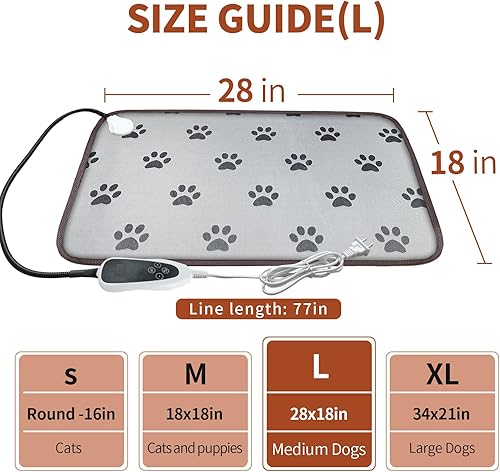 Miniatura 2 de Almohadilla térmica para perros de 28 x 18 pulgadas, impermeable, interruptor de termostato inteligente, suministros de parto para perros, cama