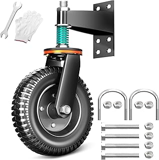 8 Inch Heavy Duty Fence Gate Wheel, Suitable for Metal Tube Gate, Wooden Door, Farm Gate Wheels, Capacity 750 lbs Spring-Loaded Caster, 360 Degree Rotation, Dual Mount Options (Straight/U-Bolt)