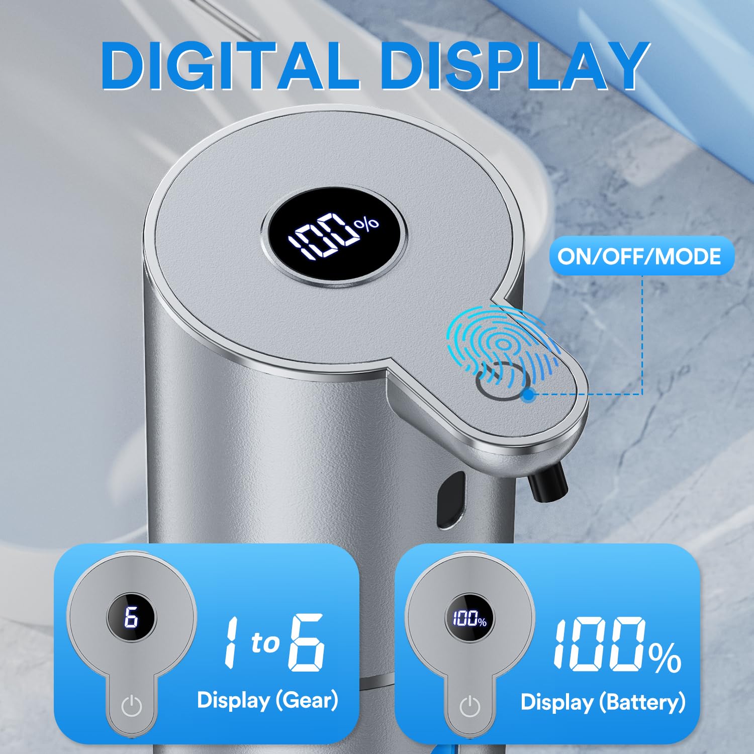 Distributeur de savon automatique avec affichage numérique - 380 ml - Distributeur de savon électrique avec capteur - Montage mural - Sans contact - Rechargeable par USB - Étanche IPX5 - Pour salle de