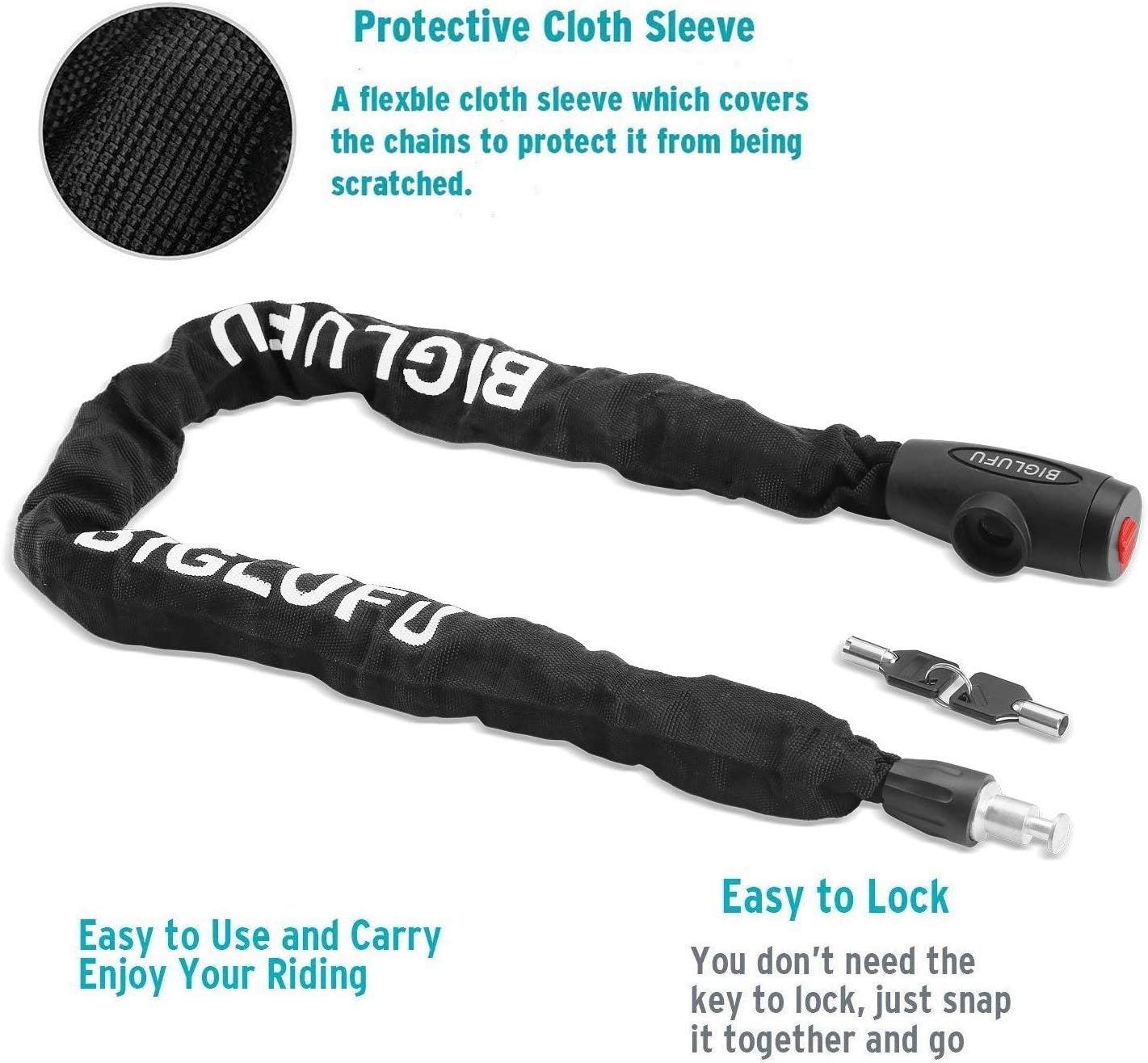 BIGLUFU Bike Lock Motorcycle Chain Locks 4ft Long Heavy Duty, Square