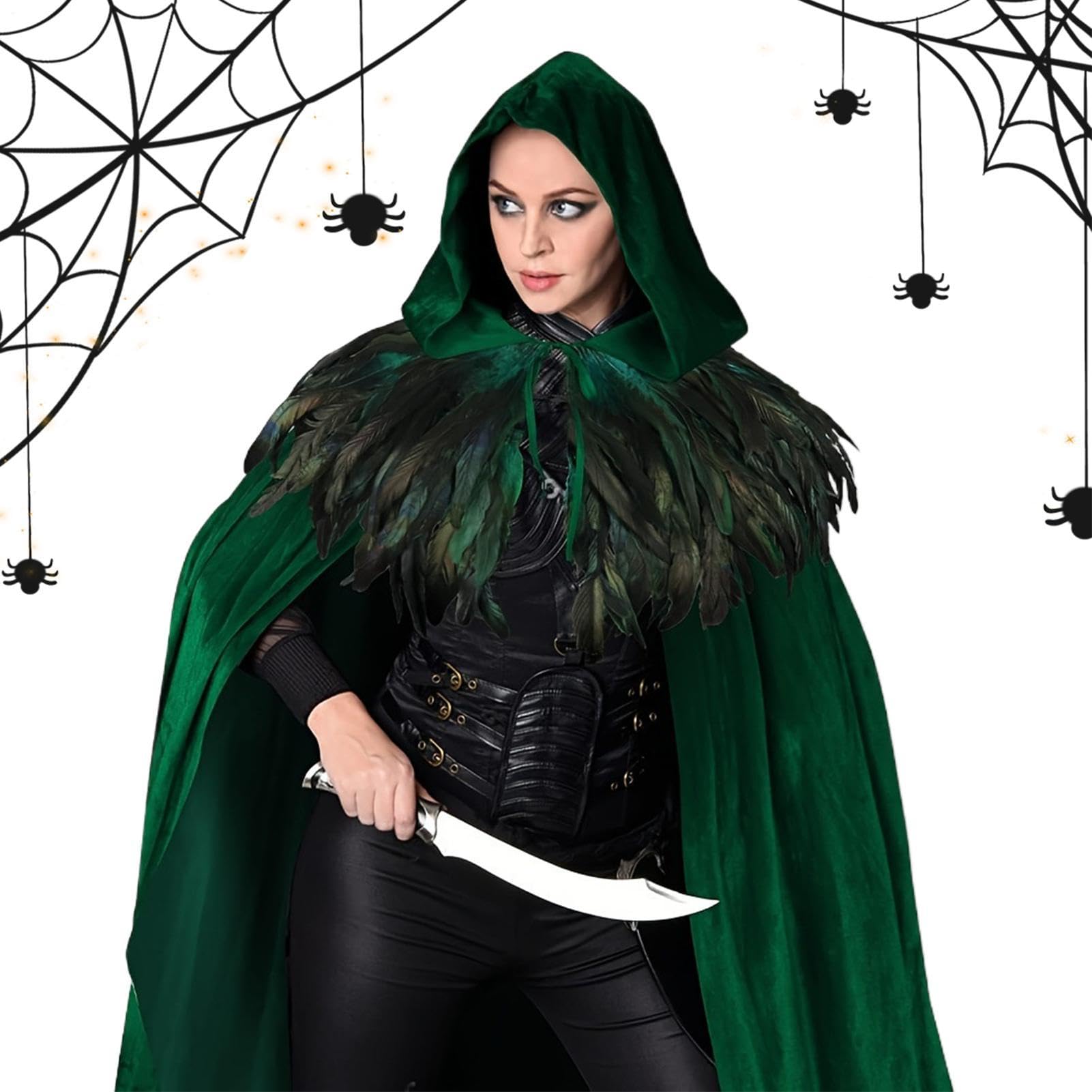 Peleryna z kapturem dla kobiet, długa szata, unisex, Halloween, czarownice