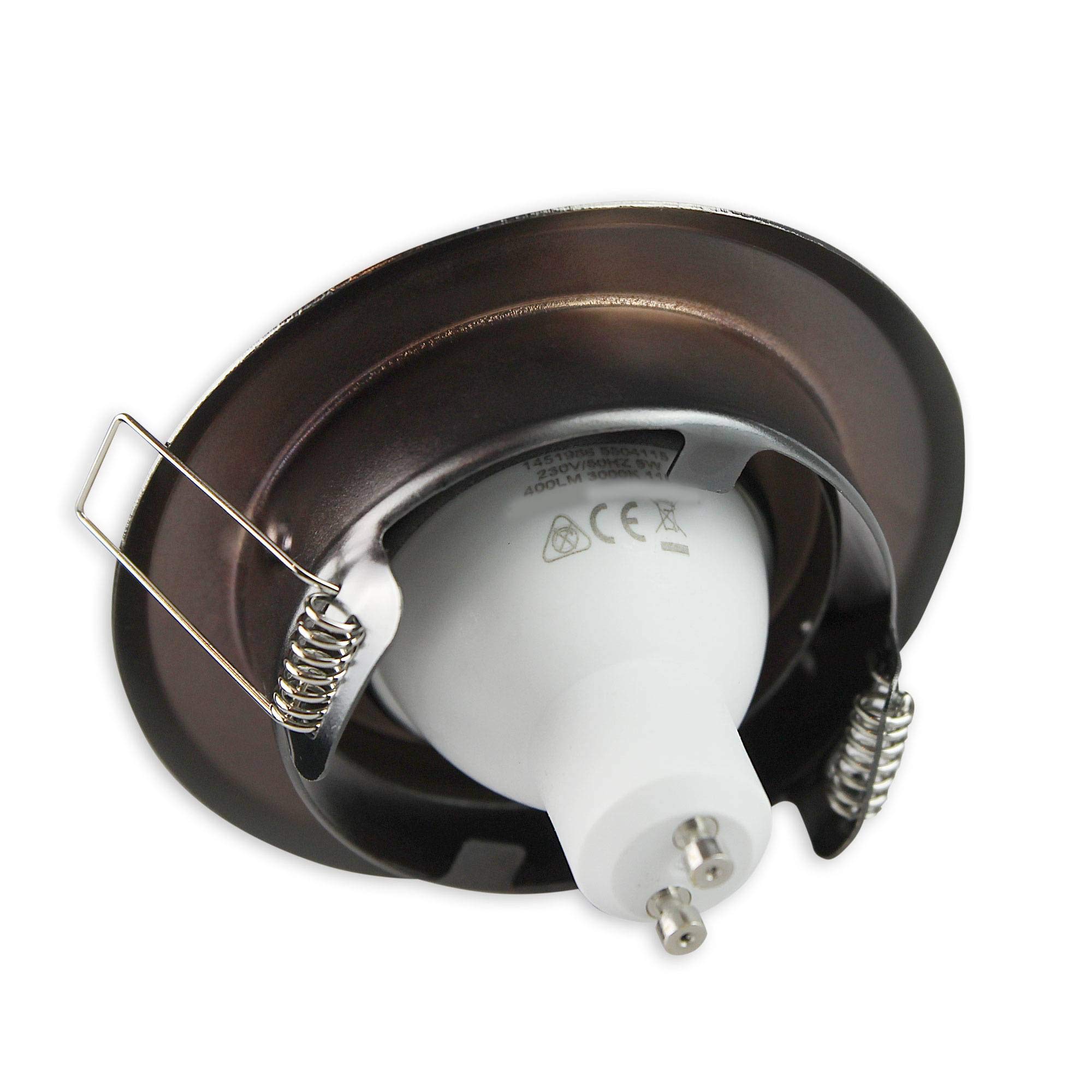 6x LED Einbaustrahler Set bronze rund 5 Watt warmweiß GU10 230V - Einbauleuchte schwenkbar 80-85mm Bohrloch - Deckeneinbaustrahler Deckenspot Deckeneinbauleuchte Einbauleuchte Einbau-Spot