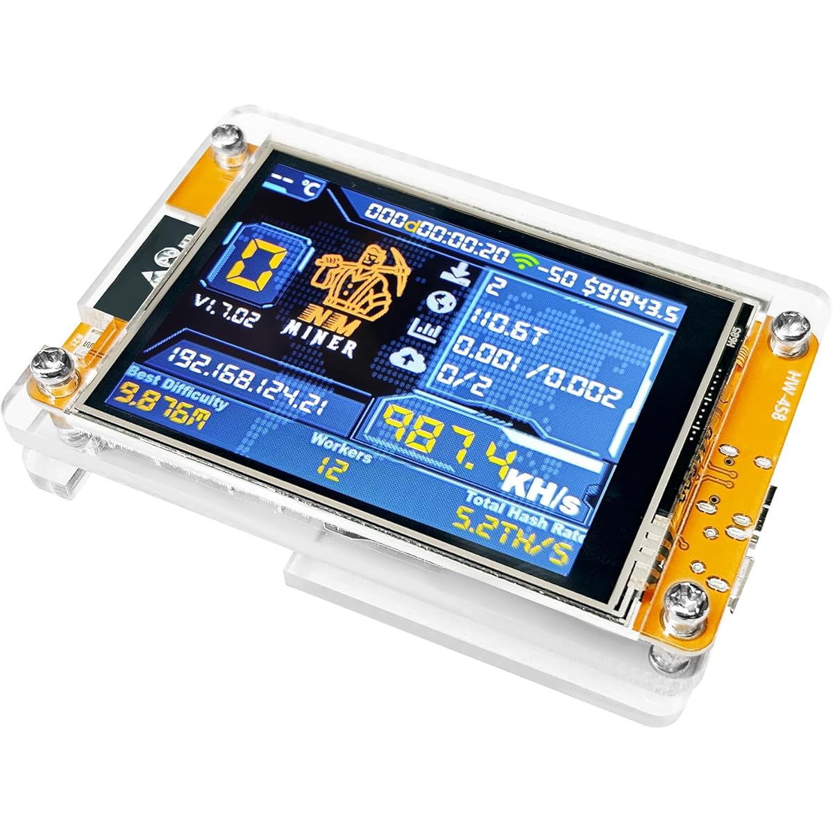 $4/mo - Finance Bitcoin Miner NerdMiner, ESP32 2.8-inch OLED Display  Development Board Type C ESP32-2432S028 Suitable for 1000 KH/s Hashrate  Operations (Transparent) | Buy Now, Pay Later