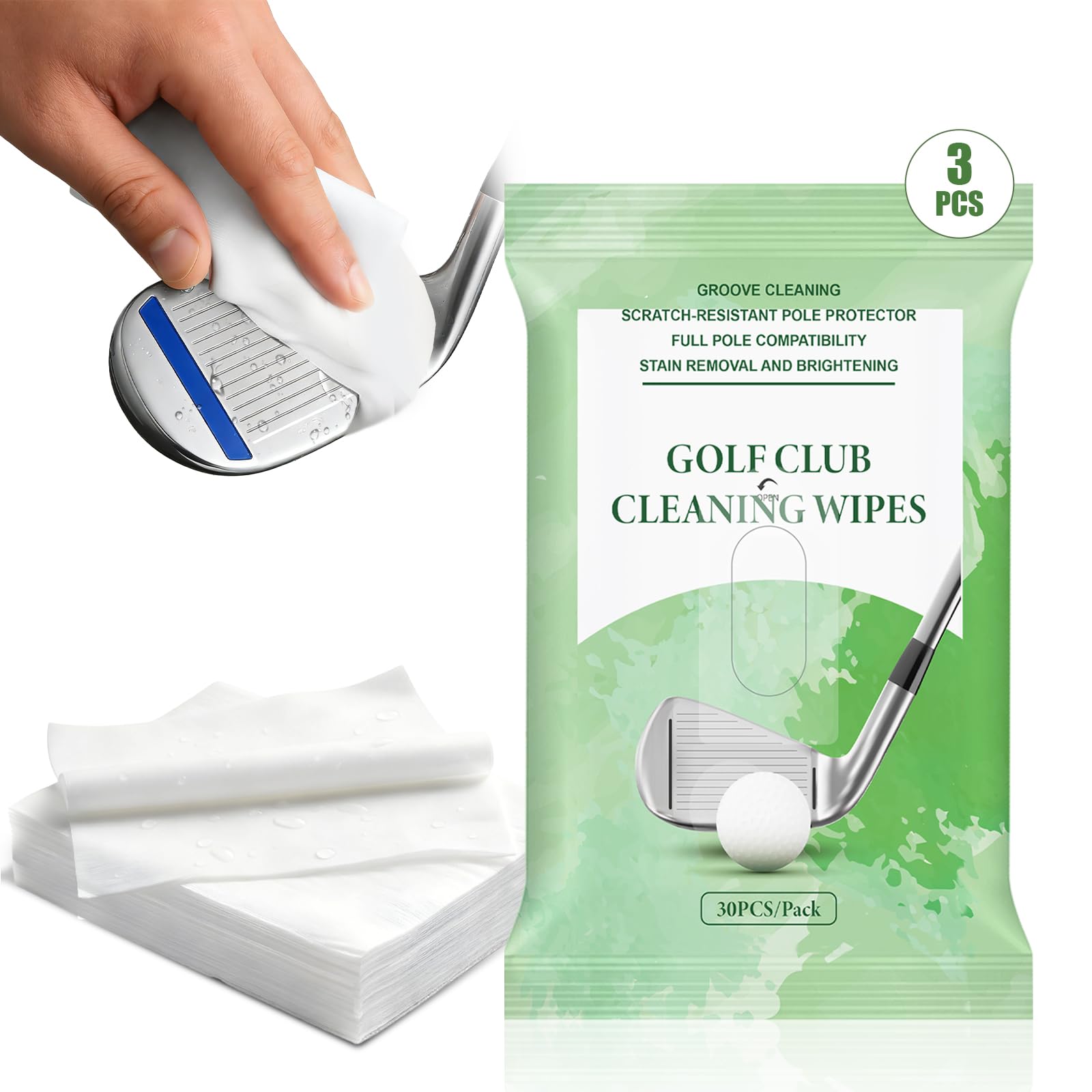 flintronic 3 Pezzi Salviette da Golf, Salviette Detergenti per Golfisti per Aste, Mazze e Palline, Accessori da Golf per Uomini e Donne