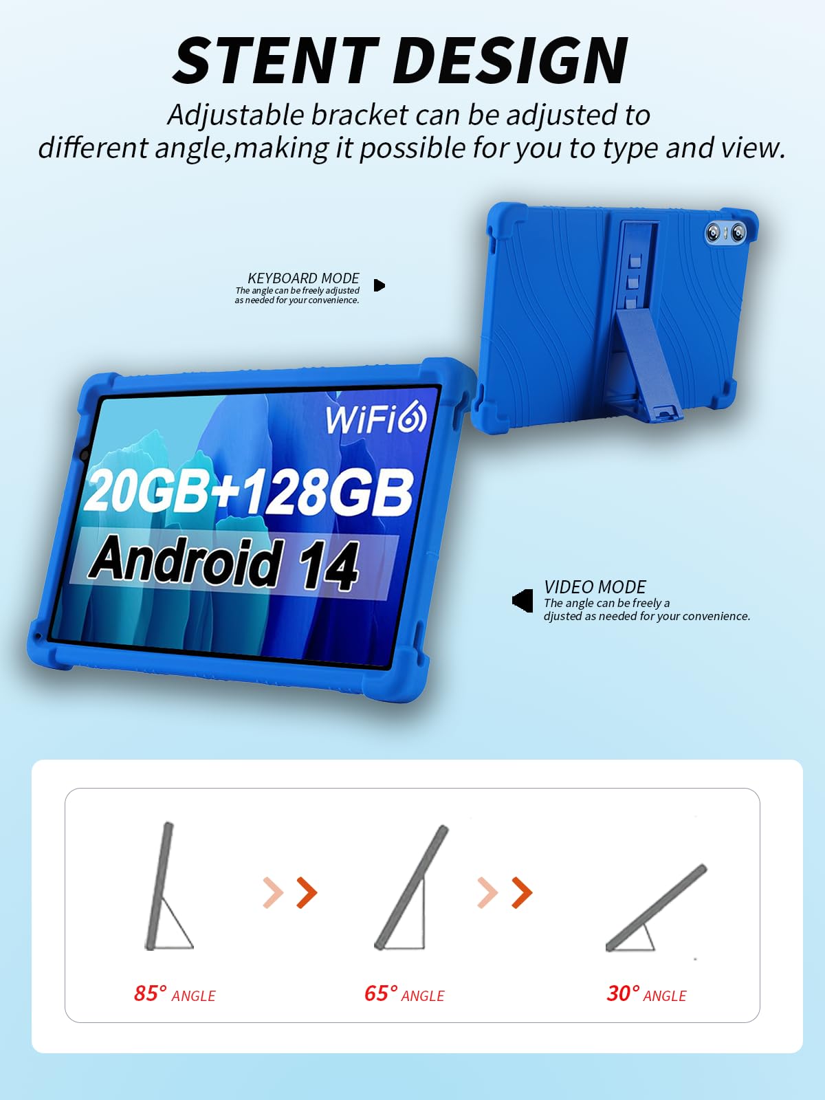 Funda para SKYEGG Tablet K13 10 Pulgadas, yystao Niños Funda de Silicona Suave Compatible con SKYEGG K13, Soporte Ajustable (Azurazul)